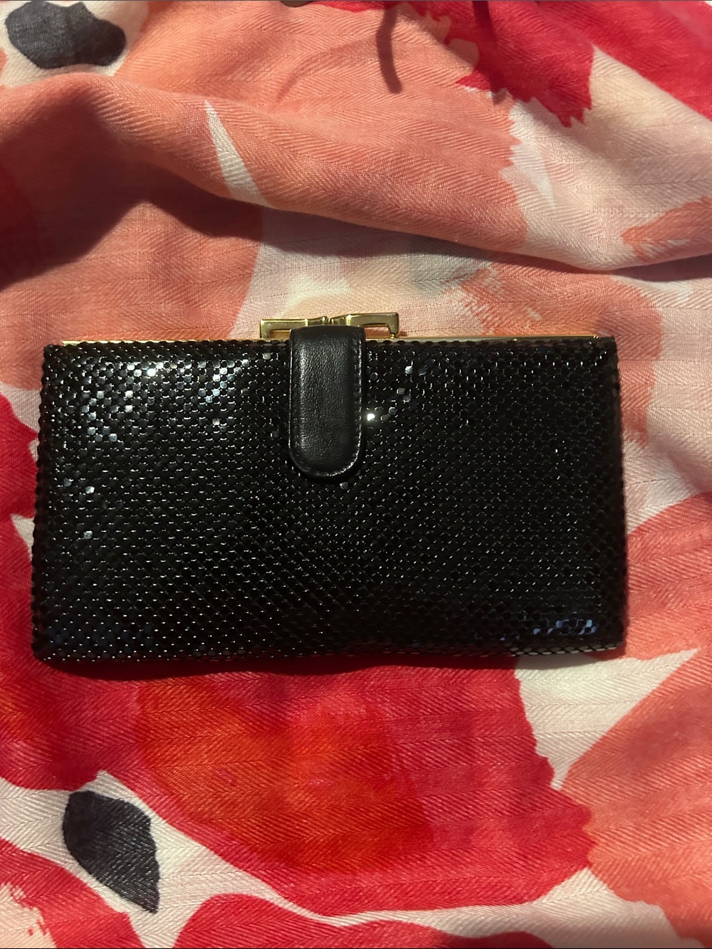 Whiting & Davis Black Long Mesh Evening Wallet or Clutch  W/ Kisslock made in US - Picture 3 of 9